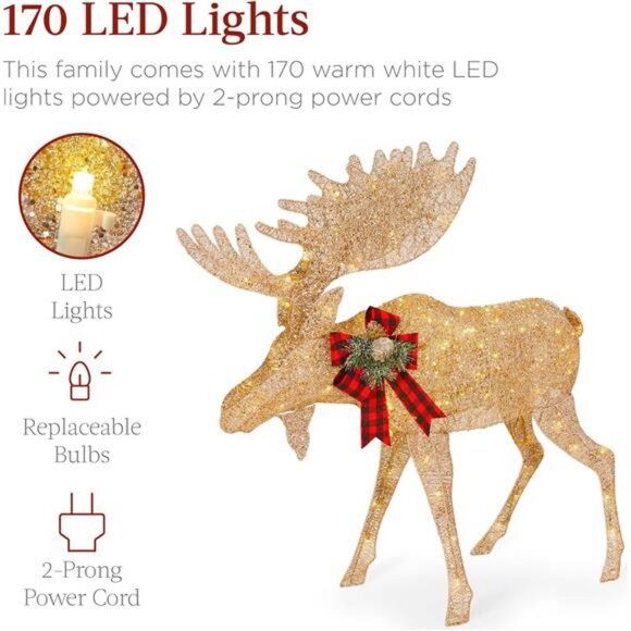 2-Piece Moose Family, Lighted Outdoor All-Weather Christmas Yard Decoration - Picture 3 of 7